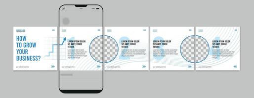 Modern carousel post template, Editable social media story layout, microblog post template. vector