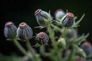 AI generated Bunch poppy flower buds. Generate ai photo