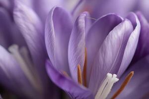 AI generated Delicate flowers of spring crocus for designer bouquet. Generate Ai photo