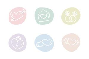 social network icons in calm colors on the theme of Valentine's Day vector