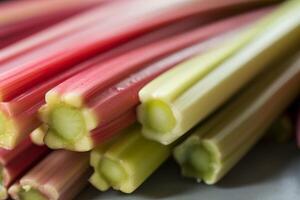 AI generated Rhubarb vegetable stalks. Generate ai photo