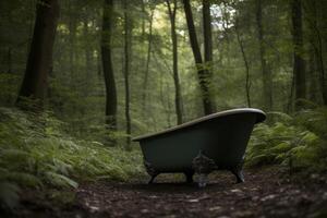 AI generated Bath tub forest. Generate AI photo