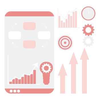 Chart and diagram infographic kit for web design. Vector illustration. Business chart data, web infographic design, finance marketing template, economic statistics, finance kit, line grow up