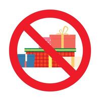 Ban present gift to holiday icon, badge and symbol. Vector of stop surprise and package, design of prohibition, no box illustration