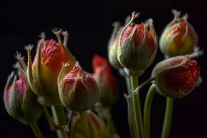 AI generated Bunch red spring flower buds. Generate ai photo