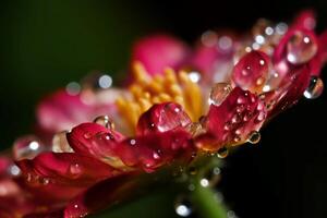 AI generated Dewdrops macro flower. Generate ai photo