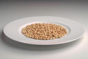 AI generated White plate with peanuts. Generate ai photo