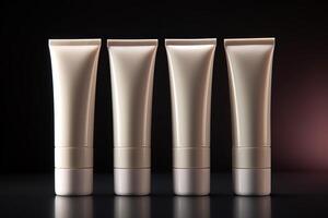 AI generated White identical cream tubes. Generate ai photo