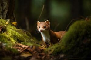 AI generated Petite cute weasel in natural habitat. Generate ai photo