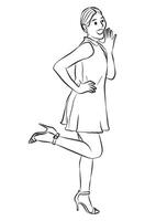 woman surprise pose cartoon illustration vector