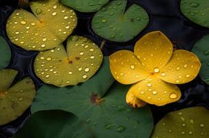 AI generated Water lilies leaves. Generate AI photo