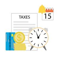 Reminder of pay tax, time for payment. Vector of reminder time to payment tax, business financial tax for income, date finance schedule illustration