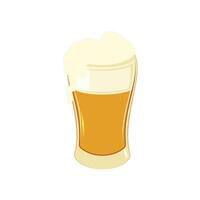 Beer mug isolated, golden transparent ale with bubble, closeup menu element. Vector illustration, beer cold