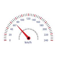 Car speedometer fast icon km h scale measuring. Vector illustration. Speed panel, automobile element control, car speedometer, power kilometer limit, background illustration, light clock