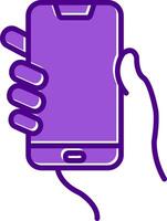 Hands holding mobile phone Vecto Icon vector