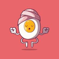 frito huevo personaje meditando vector ilustración. alimento, mascota diseño concepto.