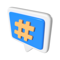 Hashtag 3D Illustration Icon png