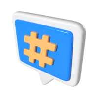 hashtag 3d ilustração ícone png