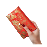 AI generated Hand holding a red paper envelope png