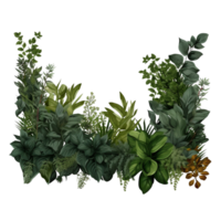 AI generated border Bushes Consisting of various plants and wild leaves png