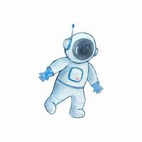 Watercolor cute astronaut, space illustration vector