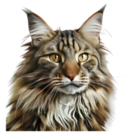 ai generiert Porträt von ein Maine Waschbär Katze auf ein transparent Hintergrund. png