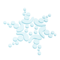 3d illustratie van Kerstmis blauw winter icoon sneeuwvlok glanzend oppervlak. gelukkig nieuw jaar decoratie vakantie element voor web ontwerp, groet kaart png