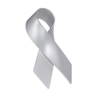 Brain Cancer 3d grey ribbon sign transparent. Awareness Month Symbol Closeup, May. World Brain Cancer Day Concept png