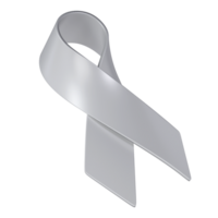 Brain Cancer 3d grey ribbon sign transparent. Awareness Month Symbol Closeup, May. World Brain Cancer Day Concept png