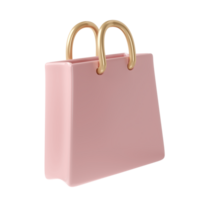 3D Pink Shopping Bag transparent. Render Gift Bag. Online or Retail Shopping Symbol. Fashion Woman Handbag Illustration png