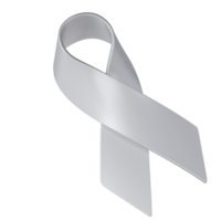 Brain Cancer 3d grey ribbon sign transparent. Awareness Month Symbol Closeup, May. World Brain Cancer Day Concept png