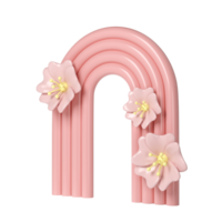 3d rendering spring of plaster pink molds arch with flower. Minimalistic display. Stylish aesthetic transparent showcase, mock up for the exhibitions, presentation of products and goods png