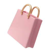 3D Pink Shopping Bag transparent. Render Gift Bag. Online or Retail Shopping Symbol. Fashion Woman Handbag Illustration png