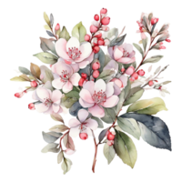 AI generated Watercolor Floral Flower Design, Watercolor Flower Arrangements Floral, Watercolor Flower Design, Flower Sublimation Floral Clipart, Clipart, Wedding Decoration png