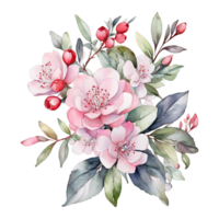 AI generated Watercolor Floral Flower Design, Watercolor Flower Arrangements Floral, Watercolor Flower Design, Flower Sublimation Floral Clipart, Clipart, Wedding Decoration png