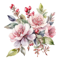 AI generated Watercolor Floral Flower Design, Watercolor Flower Arrangements Floral, Watercolor Flower Design, Flower Sublimation Floral Clipart, Clipart, Wedding Decoration png