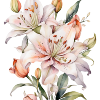 AI generated Watercolor Floral Flower Design, Watercolor Flower Arrangements Floral, Watercolor Flower Design, Flower Sublimation Floral Clipart, Clipart, Wedding Decoration png
