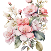 AI generated Watercolor Floral Flower Design, Watercolor Flower Arrangements Floral, Watercolor Flower Design, Flower Sublimation Floral Clipart, Clipart, Wedding Decoration png