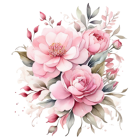 AI generated Watercolor Floral Flower Design, Watercolor Flower Arrangements Floral, Watercolor Flower Design, Flower Sublimation Floral Clipart, Clipart, Wedding Decoration png