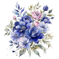 ai généré aquarelle floral fleur conception, aquarelle fleur arrangements floral, aquarelle fleur conception, fleur sublimation floral clipart, clipart, mariage décoration png