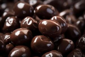 AI generated Chocolate covered dried raisins delight. Generate ai photo