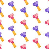 Party whistle seamless vector pattern. A loud toy for blowing and making noise for a birthday, carnival, event. Colorful accessory with stars ornament. Funny surprise for kids. Flat cartoon background