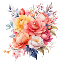 AI generated Watercolor Floral Flower Design, Watercolor Flower Arrangements Floral, Watercolor Flower Design, Flower Sublimation Floral Clipart, Clipart, Wedding Decoration png