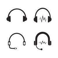 auriculares icono logo vector diseño modelo