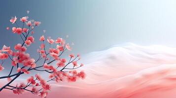 AI generated beautiful spring design with flowers and gradient minimalist color for background, AI Generated photo