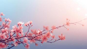 AI generated beautiful spring design with flowers and gradient minimalist color for background, AI Generated photo