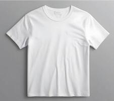 AI generated Studio background with blank black and white T-shirt mock up. photo