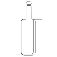 Continuous single line art drawing of wine bottle alcohol drink in doodle style outline vector illustration