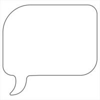 Continuous single line art drawing of speech bubble square shaped chat cloud and thought dialogue icon vector