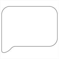 Continuous single line art drawing of speech bubble square shaped chat cloud and thought dialogue icon vector